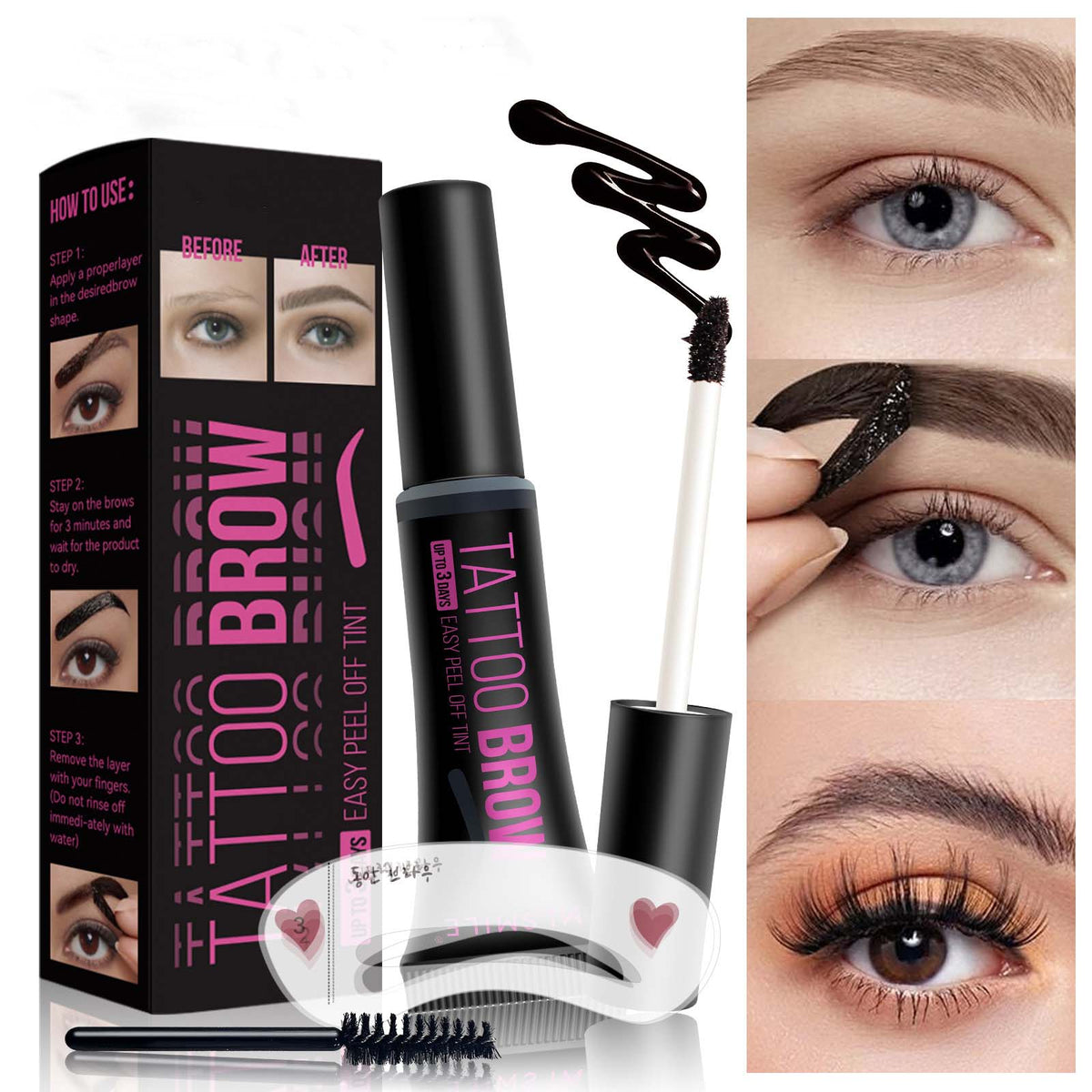 Tattoo Brow Peel-off Eyebrow Gel, 3 Days Long Lasting Waterproof Eyebrow Tint