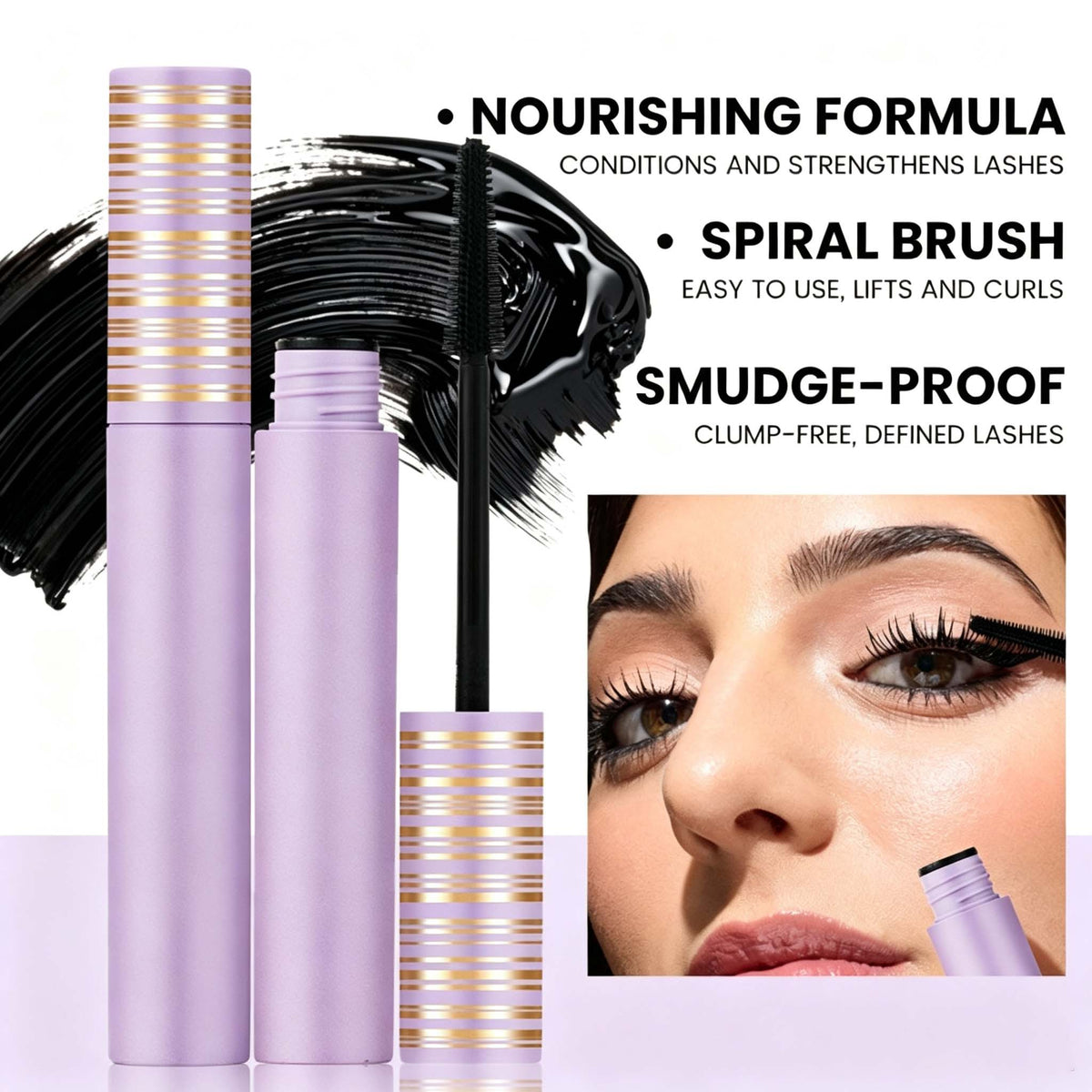 Tubing Mascara, Natural Volumizing Lash Primer, Smudge‑Resistant Long‑Lasting Eye Makeup
