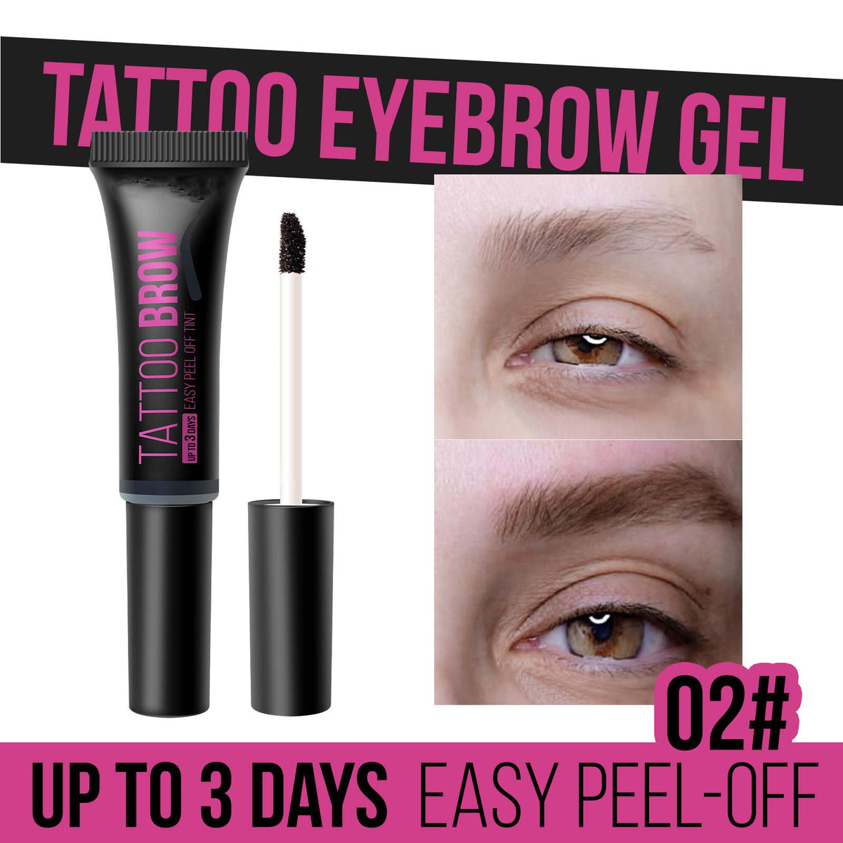 Tattoo Brow Peel-off Eyebrow Gel, 3 Days Long Lasting Waterproof Eyebrow Tint